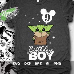 Yoda Nine Birthday Svg, 9th Birthday Yoda Svg, Birthday Boy Svg, Love You I Do Svg, Baby Yoda Svg, Cut files, Svg, Dxf,