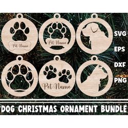 Dog Christmas Ornament svg Bundle, Paw ornaments svg, Christmas Ornament svg, Laser Cut Files, Growforge, Pet svg, eps,