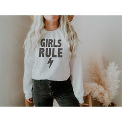 Girls Rule Lightning Bolt Pullover Sweatshirt / Mothers Day Gift / Birthday Gift Idea