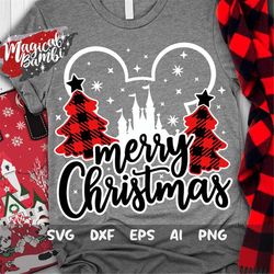 Merry Christmas Svg, Trees Mouse Svg, Plaid Mouse Svg, Christmas Mouse Svg, Christmas Trip Svg, Mouse Ears Svg, Dxf, Png
