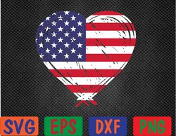 US Flag Memorial Day 4th July Partiotic Heart Red White Blue Svg, Eps, Png, Dxf, Digital Download
