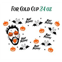bad bunny halloween full wrap svg, venti cup decal svg, coffee ring svg, cold cup svg