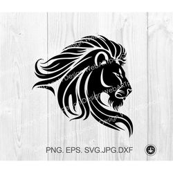 Lion SVG, Lion Head SVG, Lion Silhouette, Lion Face SVG, Safari Lion Png dxf, Lion print, Lion Cricut File, Lion Stencil