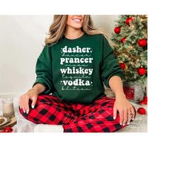 Dasher Dancer Booze SVG,Dasher Dancer Prancer Vixen Whiskey Tequila Vodka Blitzen SVG,Funny Christmas SVG,Svg file for C