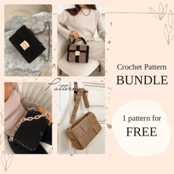 crochet pattern bundle 4 crochet bag pattern beginner video tutorial crochet luxury bag pattern crochet bag handmade