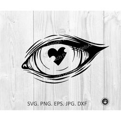 Eye Heart You,I Love You,Eye with heart inside the pupil.Lover's eye svg,png,dxf,eps.Instant Download File,Cricut Silhou