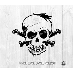 Scared Skull SVG, Skull Cross Bones Svg, Evil SVG,Gothic Sticker Shirt Graphics,Cricut Cutting Files Silhouette Cuttable
