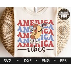 American Vibes svg, America svg, 4th of july svg, Hot dog, Cartoon Character, Retro svg, dxf, png, eps, svg files for cr