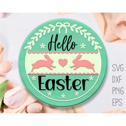 Easter Door Hanger svg, Welcome sign svg,Easter Welcome svg,Hello Easter svg,Laser cut file,Glowforge svg,svg files for