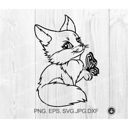 Cute Baby Fox SVG, Forest Animals Svg, Forest, Cute Fox SVG, Fox svg for Cricut,Fox Outline Svg Little Fox Eps, Png, Dxf