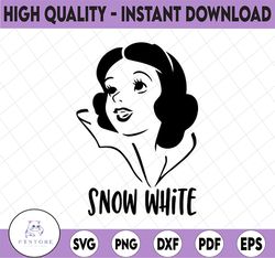 Instant Download Snow White Inspired Silhouette Portrait SVG | PNG Cut Files - Cricut Design Space | Silhouette Cameo Sc