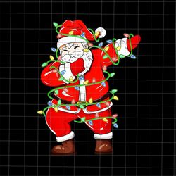 Dabbing Santa Lights Christmas Png, Dabbing Santa Xmas Png, Funny Santa Christmas Png, Santa Light Png
