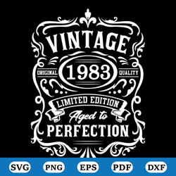 40th Birthday Svg, Vintage 1983 Svg, 1983 Aged to perfection, Aged to Perfection Svg, Happy Birthday Svg