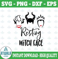 Resting Witch Face svg, Ursula Maleficent Evil Queen Funny Halloween svg, Women Halloween svg  svg file, Witch Cut File,