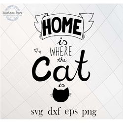 home is where the cat is, cat svg, pets svg, cat love svg, home is svg, funny svg, quote, saying, cut file, silhouette,