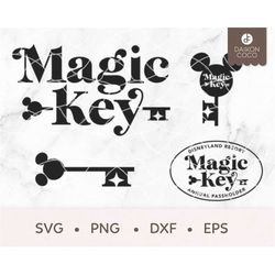 Magic Key SVG, Mouse Magic Key SVG, DL Theme Park Annual Passholder, svg png dxf eps Cricut Silhouette Cutting Files