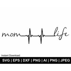 Mom Life Svg, Momlife Heartbeat Svg, Heartbeat Svg, Mama Heart Svg, Momlife  Shirt Svg, Momlife Heartbeat Clipart, Svg C