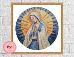 Cross Stitch Pattern,Woman Praying,God Mother Mary,Pdf,Instant Download,Holy,Religious,Christian,Full Coverage