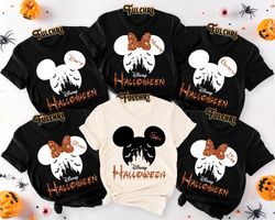 Personalized Mickey Minnie Halloween Shirt, Family Halloween Party Shirts, Disney Castle Halloween S