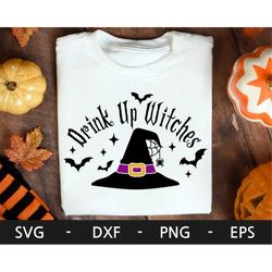 Drink up witches svg, Halloween svg, Funny Halloween png, Witch hat svg, Halloween shirt, dxf, eps, png, svg file for cr