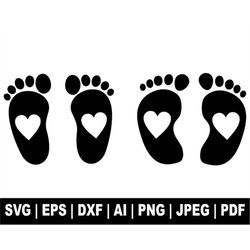 Baby Footprint Svg, Baby Feet Svg, Footprint Svg, Baby Heart Footprint, Baby Svg, Footprint Clipart, Footprint Png, Jpg,