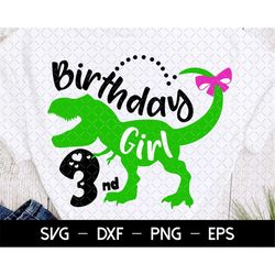 Dinosaur Birthday Girl Svg, Saurus Svg, 3nd Birthday Svg Dxf Eps Png, Second Birthday Cut Files, T-Rex Shirt Design, Kid