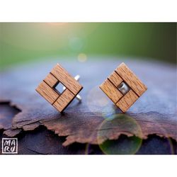 Minimalist Square Stud Earrings SVG  Glowforge Cricut Template  Wood Acrylic Metal  Commercial Use File