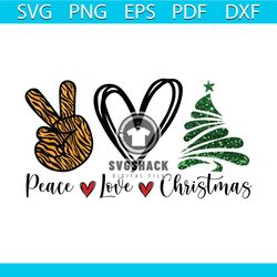 Christmas Tree Peace Love Christmas Svg, Christmas Svg, Leopard Pattern Svg