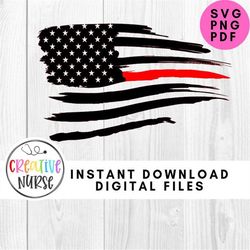Instant Download Cut File SVG / Thin Red Line Flag /  svg pdf png cutting files for silhouette or cricut