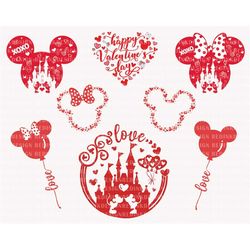 Mouse Valentine Bundle Svg, Mouse Love Svg, Mouse Castle Love Svg, Valentine's Day, Mouse Balloon Svg, Valentines Couple