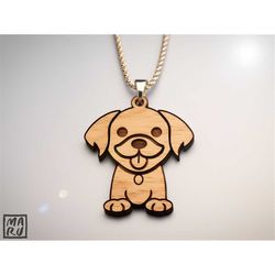 Puppy Dog Pendant SVG  Glowforge Cricut Template  Wood Leather DIY Gift