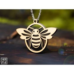 Cute Bumble Bee Honey B Pendant SVG  Glowforge Cricut Template  Wood Leather DIY Jewelry  Commercial Use File