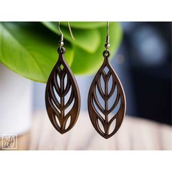 Lovely Plant Earrings SVG  Wood, Leather Laser Cut File  Glowforge, Cricut Template Design  Commercial Use File  DIY Jew