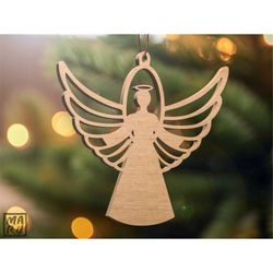 Peaceful Christmas Angel Ornament  Glowforge Cricut SVG  Laser Cut PNG  DIY Decorations