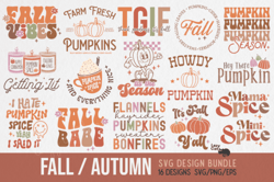 Retro Fall SVG Bundle, Autumn Svg, Thanksgiving Svg, Fall Svg Designs, Autumn Bundle Svg, Fall sublimation,