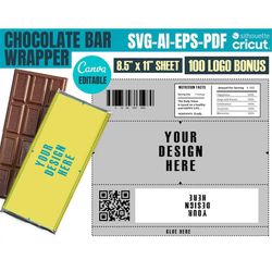 1.55 Oz Chocolate Bar Wrapper Template, Candy Bar Wrapper, Chocolate Wrapper Label Template, Nutritional Label, Party Fo