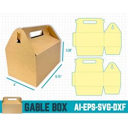 gable box template svg, gable box cricut, box template svg, gift box svg, handle template, gable box dxf