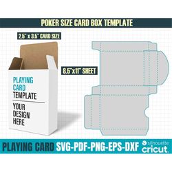 playing card box template svg, box svg, box template svg, gift box template, party favor box svg, card deck, tuck box, s