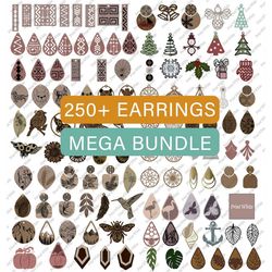 Earrings Bundle, Glowforge Files, Commercial Use, Stacked Faux Leather Earring, Leaf Earrings SVG, Silhouette Cricut Cut