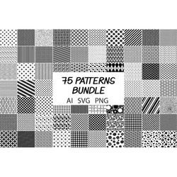 75 Patterns SVG Bundle, Background Pattern SVG  Cut Files for Cricut and Silhouette. Transparent Background,   Svg, Png,