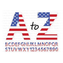 Alphabet and Numbers SVG, USA Flag Alphabet & Numbers SVG, 4th of July Letters, America Flag Alphabet Numbers Clipart, U