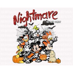 Nightmare On Main Street PNG, Halloween Skeleton Mouse And Friends Png, Spooky Vibes Png, Trick Or Treat Png, Halloween