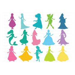 Princess SVG, Princesses Bundle SVG Files for Silhouette and Cricut. Princess  T-shirt, Princess Clipart, Princess Birth