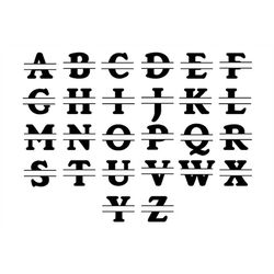 Split Monogram Alphabet SVG, Split Monogram Letters Cut Files for Silhouette  Cameo and Cricut, Split Font Alphabet A to