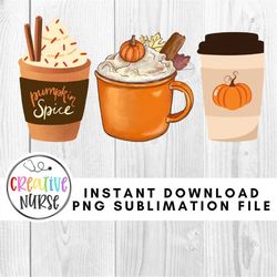 Pumpkin Spice Latte Coffee | Transparent PNG File for Sublimation | Fall Coffee, Pumpkin Latte Artwork, Instant Digital