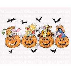 Halloween Bear And Friends PNG, Halloween Costume Png, Spooky Vibes Png, Trick Or Treat Png, Halloween Pumpkin Png, Hall