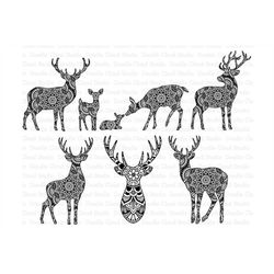 Deers Mandala SVG, Mama and Baby Deer Mandala, Mandala Stag SVG files for Silhouette Cameo and Cricut. Deer for Personal