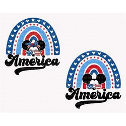 Bundle America Rainbow Svg, Happy 4th of July Svg, 4th of July Svg, July 4th Svg, Independence Day Svg, Mouse Head Svg,