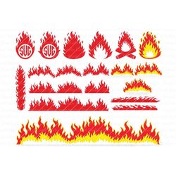 Fire SVG, Flames SVG Files for Silhouette Cameo and Cricut. Campfire svg, Fire PNG, Flame Monogram, Flame Clipart, Perso