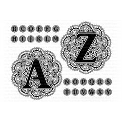 Mandala Alphabet SVG Bundle,Mandala Letters SVG Cut Files for Cameo and Cricut.Mandala Font, Letter Zentangle, Alphabet